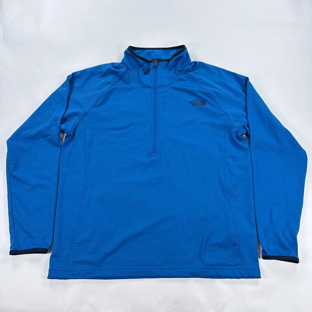 The North Face Borod 1/4 Zip Grid Fleece Pullover Mens XL Hyper Blue Hiking